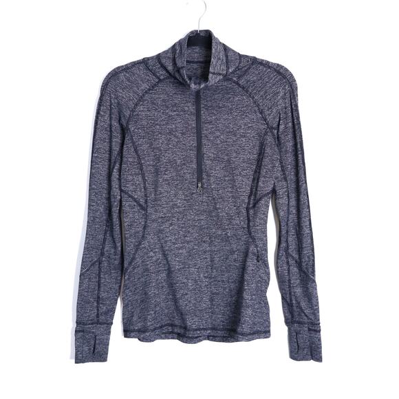 LULULEMON 1/2 Zip Race Your Pace Top Black Heathered Stripe Active Women's 6 - Picture 1 of 8